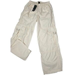 Women’s Wild Fable Cargo Pants XS Off White High Rise Wide Leg Utility Pockets